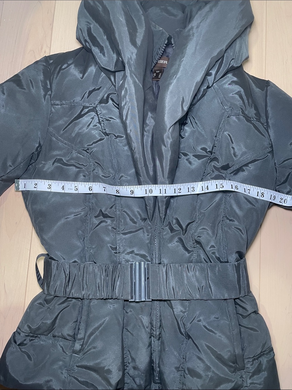 DANIER - Jacket Women's Grey Belted Puffer Jacket with Sculpted Collar - Winter - Picture 5 of 10